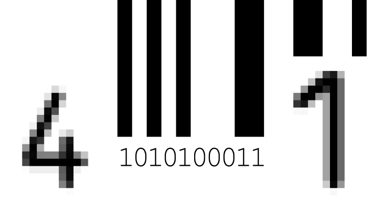 Binary data of the first part of the barcode