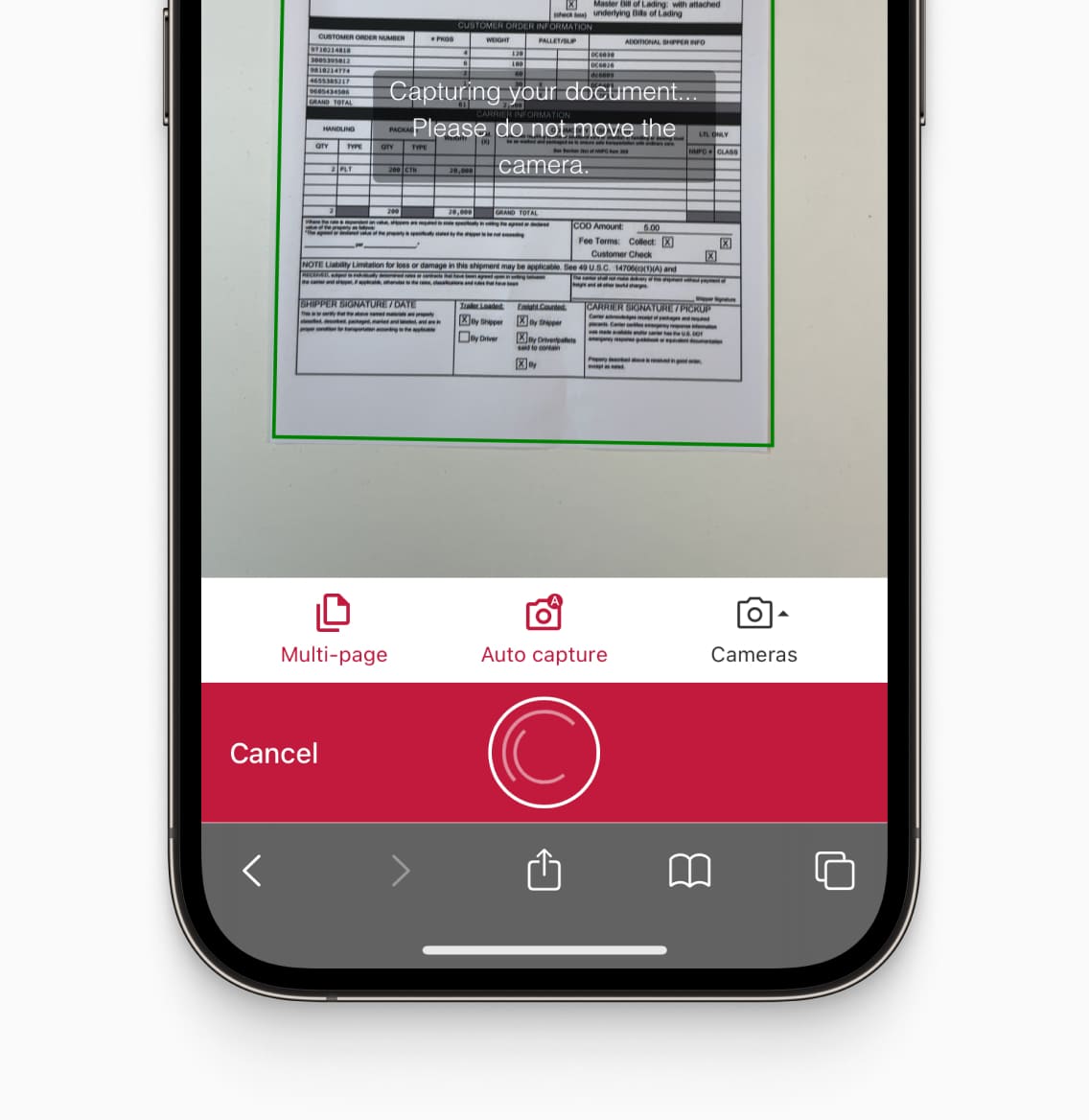 Scanbot Web Document Scanner SDK Auto-Capture feature