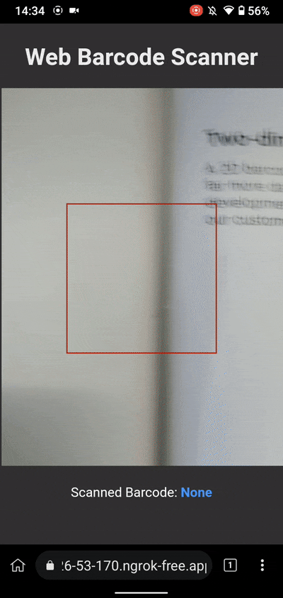 Barcode scanning web app with a viewfinder implemented