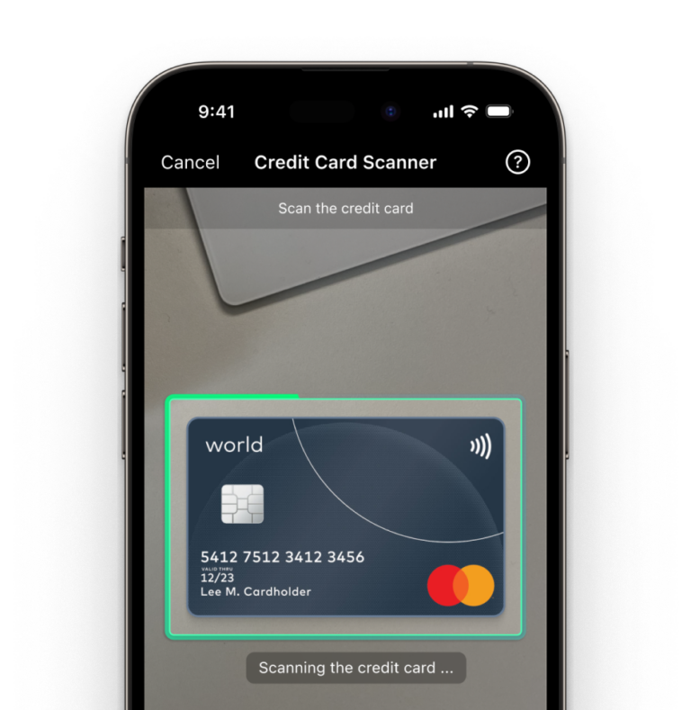 Credit Card Scan Sign Credit Card Scanner - Scanbot SDK
