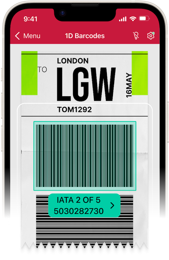 Luggage tag barcode scanner