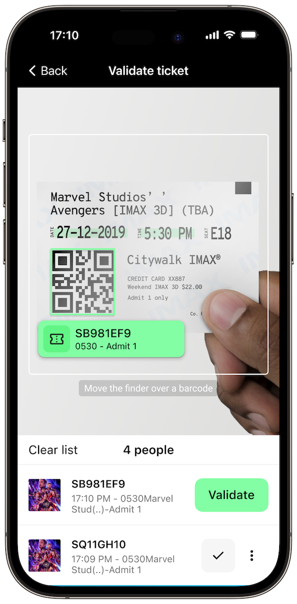 Validating a movie ticket with the Scanbot Barcode Scanner SDK