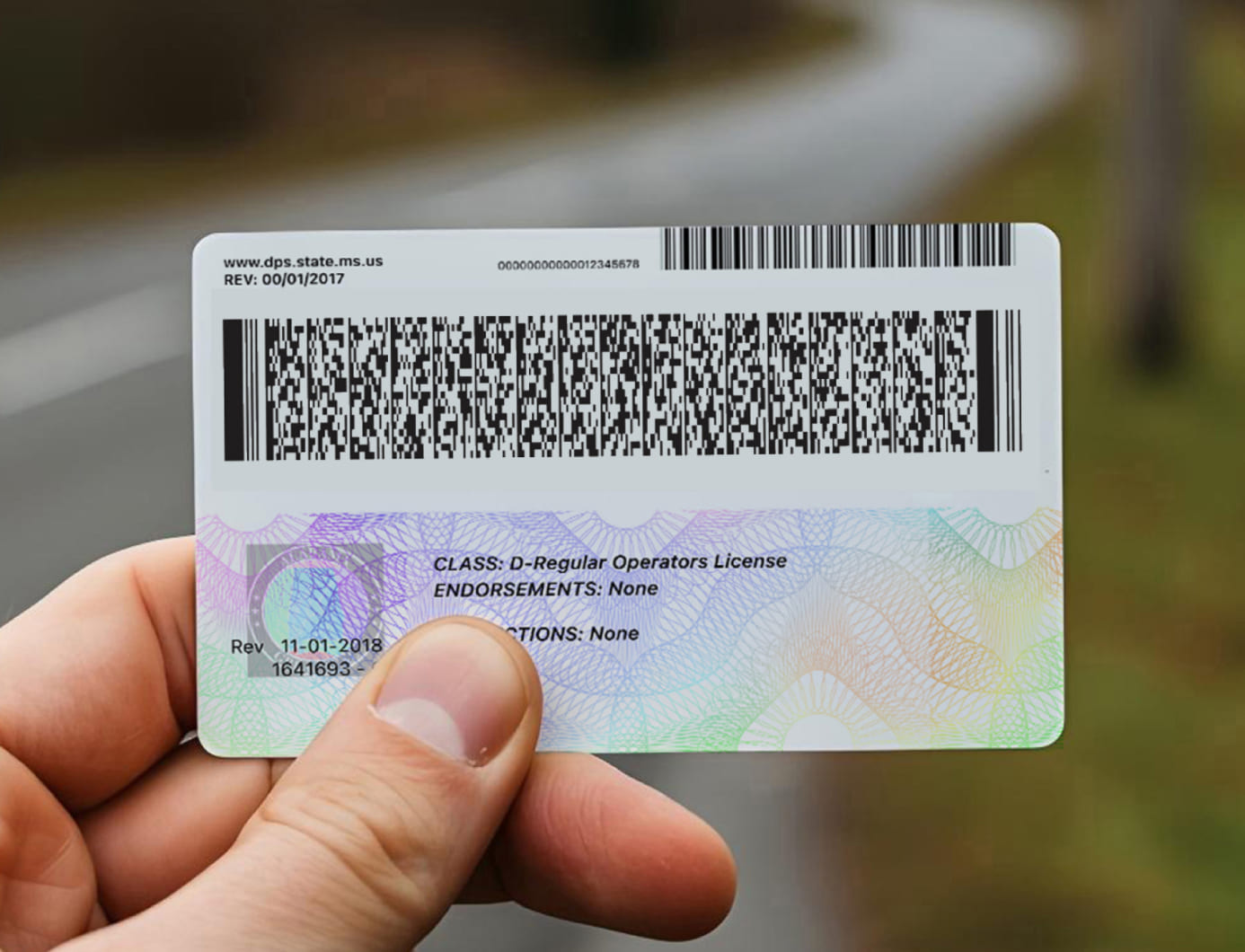 Example AAMVA barcode on an American driver's license