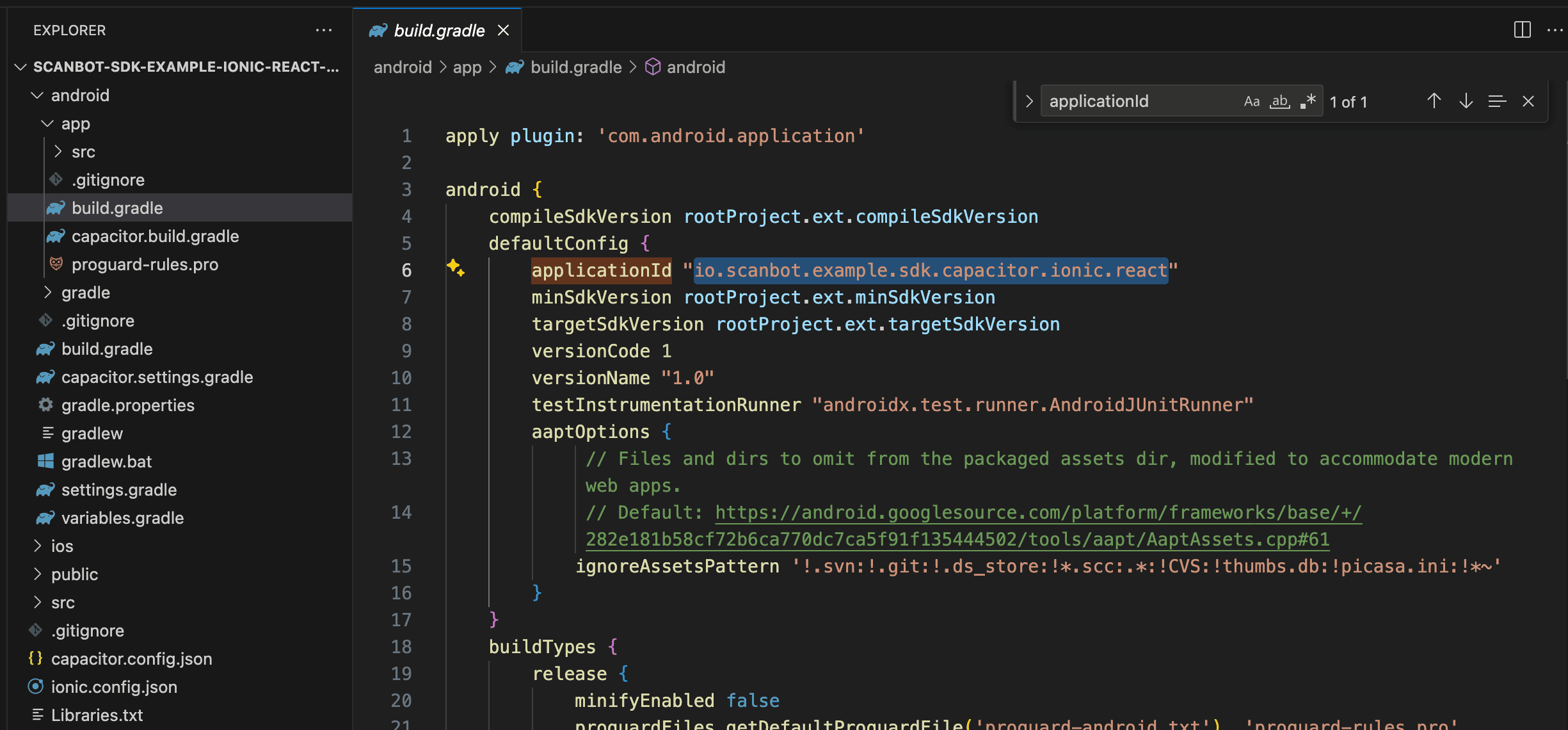 Finding the application ID in your Ionic Capacitor project