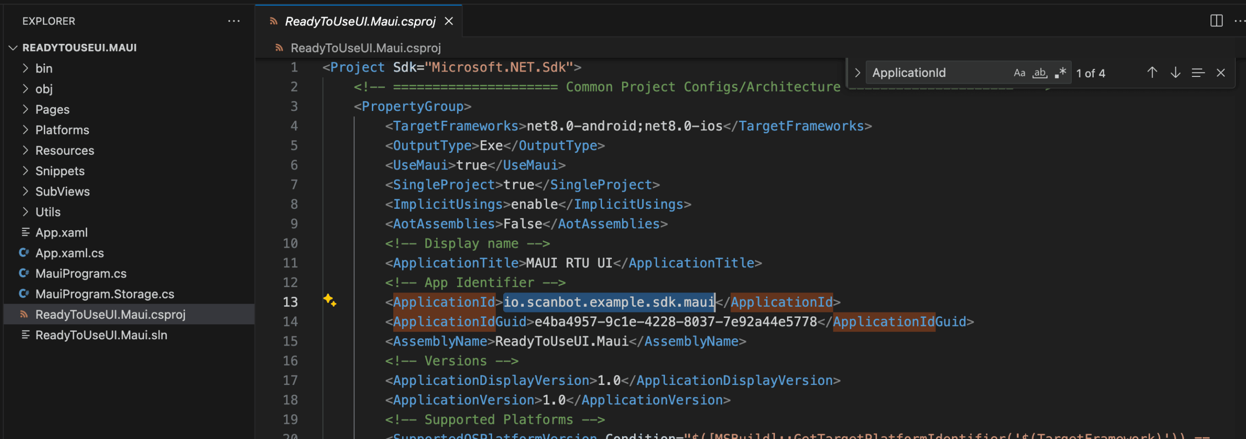 Finding the bundle ID and application ID in your .NET MAUI project