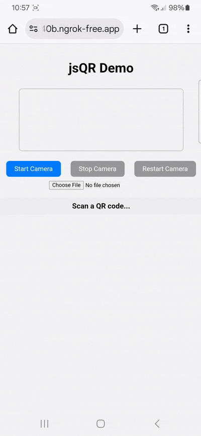 Scanning a QR code with the jsQR library