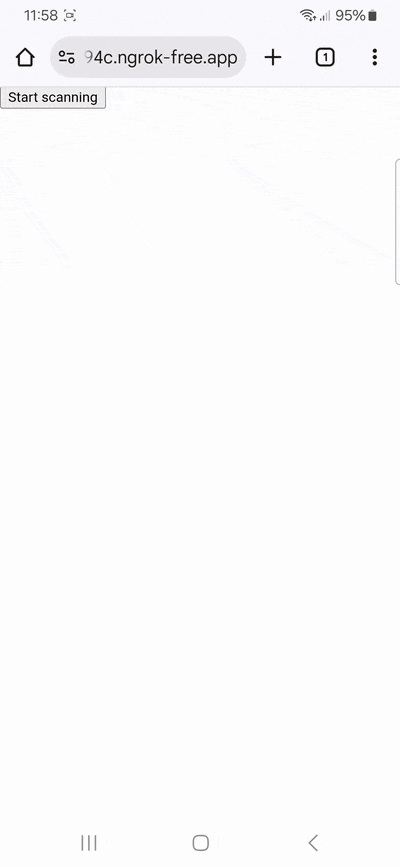 Scanning a QR code with the AR overlay and confirmation dialog enabled