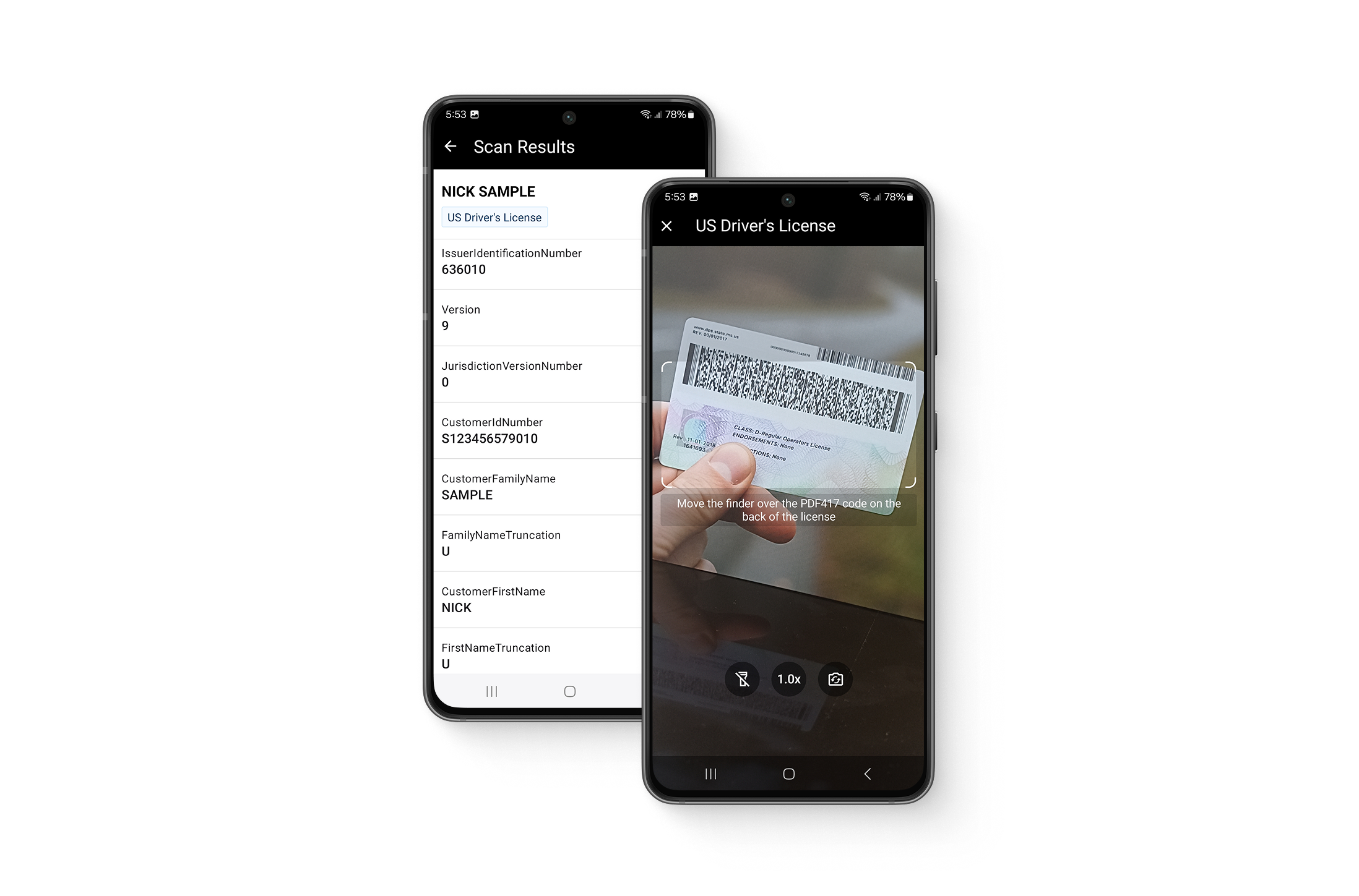 How to scan a PDF417 barcode on a driver's license