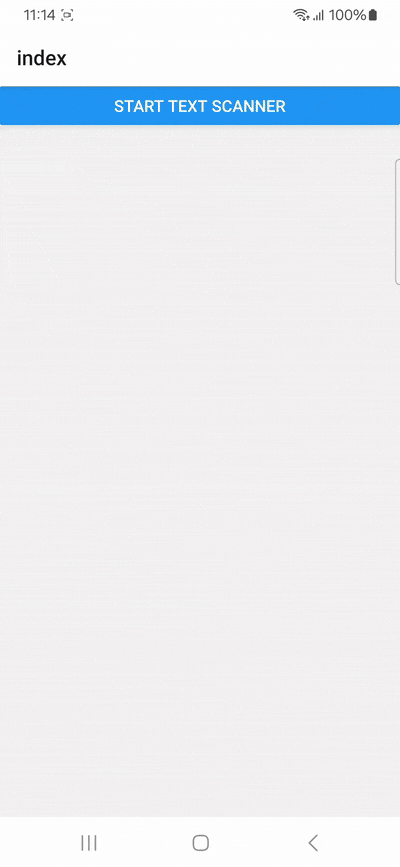 react-native-expo-text-scanner-tutorial-gif-2 Performing text recognition using our React Native text scanner app built in Expo