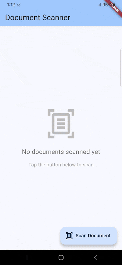 flutter-mlkit-document-scanner-tutorial-gif Scanning a document with our Flutter ML Kit document scanner app on Android