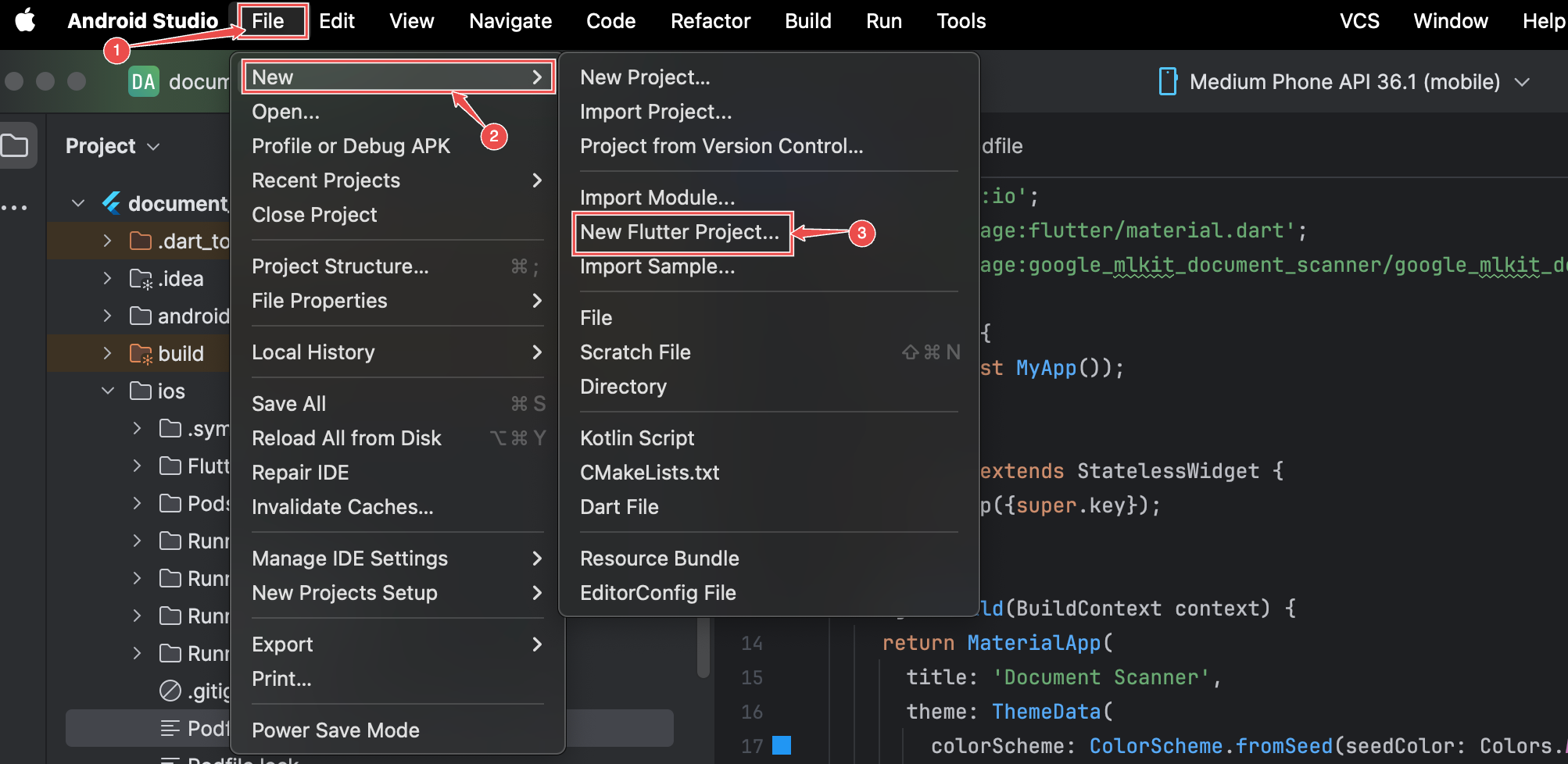 flutter-mlkit-tutorial-screenshot-01 Creating new Flutter project from the Android Studio home screen