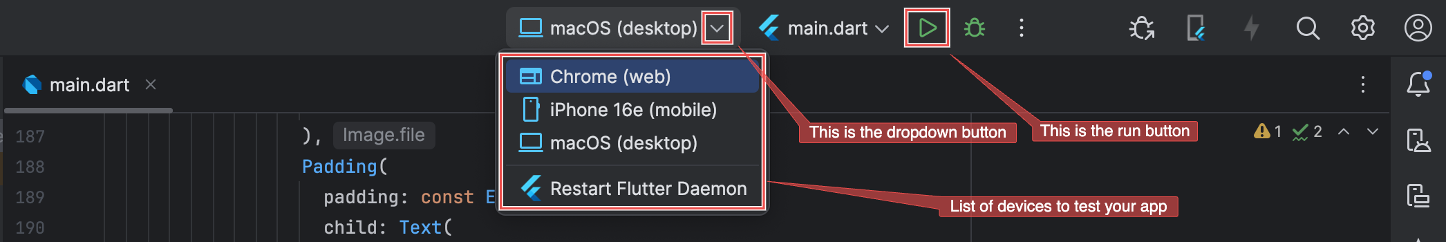 flutter-mlkit-tutorial-screenshot-04 List of devices to test your Flutter app