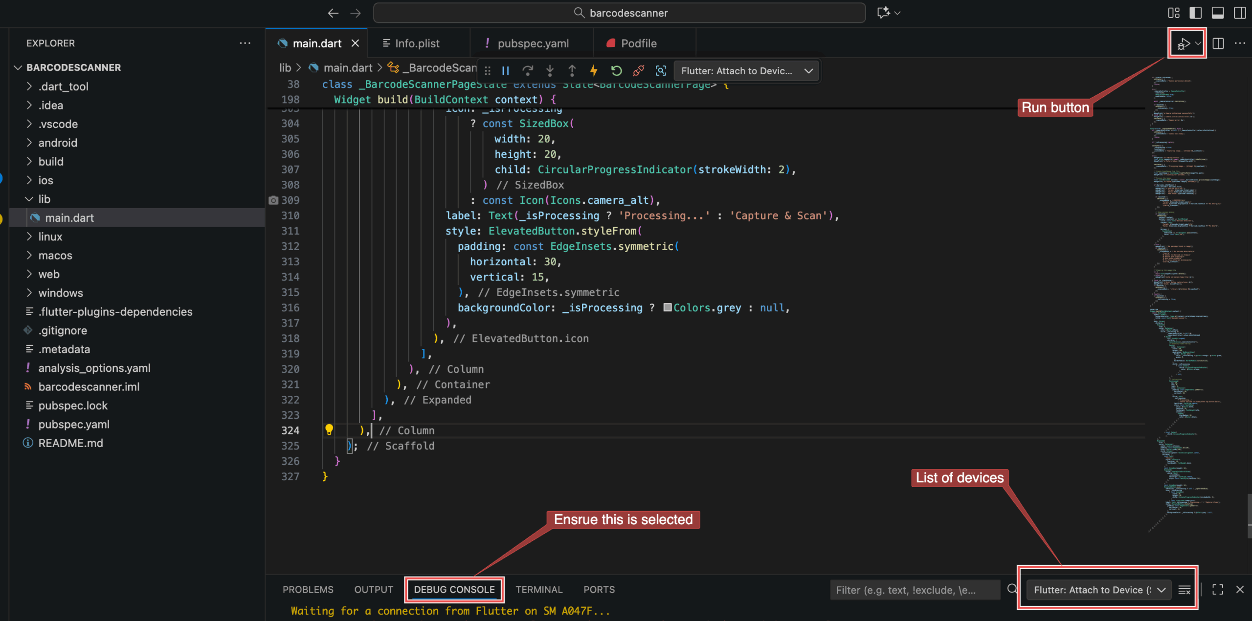 Running your Flutter app from VS Code